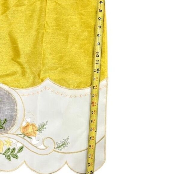 Yellow Rose Melody 3 pc Kitchen Cafe Curtain Set Swag Tier Set Embroidery GOHD - Picture 12 of 13